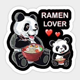 Panda,mommy panda and baby panda eats ramen, ramen lover Sticker